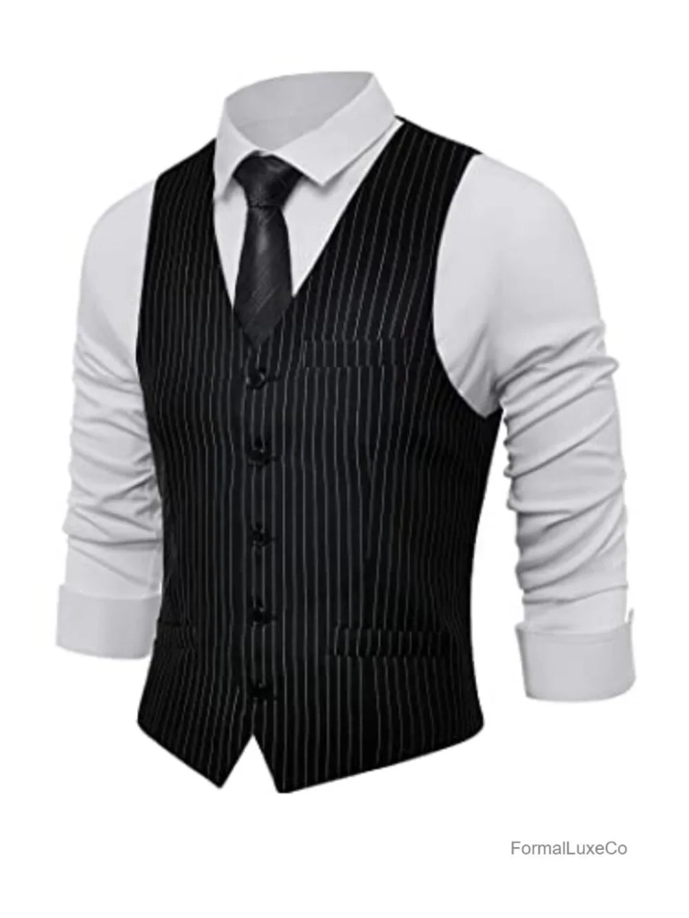 Men's Slim Fit Suit Vest Single Breasted Tuxedo Waistcoat 5 Button
